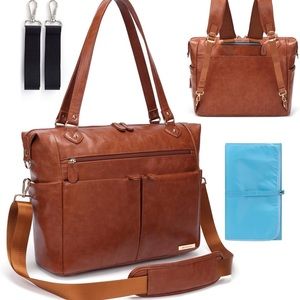 Brown Leather diaper bag